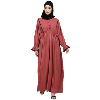 Loose fit Crinkle abaya - Rose Bricks